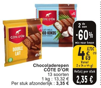 Cora CÔTE D'OR Chocoladerepen aanbieding