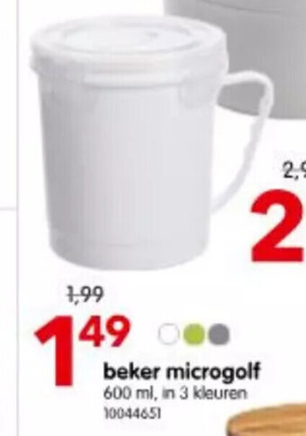 Yess beker microgolf 600 ml, in 3 kleuren 10044651 aanbieding