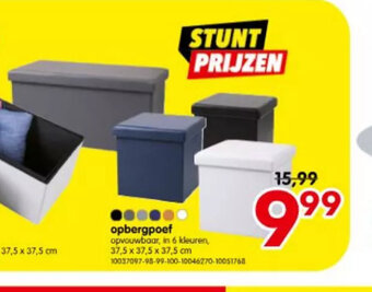 opbergpoef opvouwbaar, in 6 kleuren, 37,5 x 37,5 x 37,5 cm 10037097-98-99-100-10046270-10051768