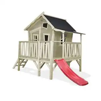 Brico EXIT Crooky 350 houten speelhuis grijs-beige aanbieding