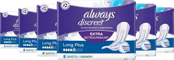 Bol.com Always discreet incontinentieverbanden plus voor urineverlies - long plus - voordeelverpakking 6 x 8 stuks aanbieding