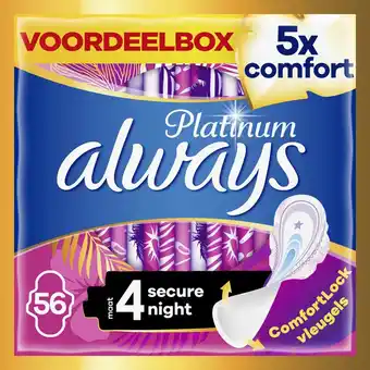 Bol.com Always platinum secure night - maat 4 - maandverband met vleugels - 56 stuks aanbieding