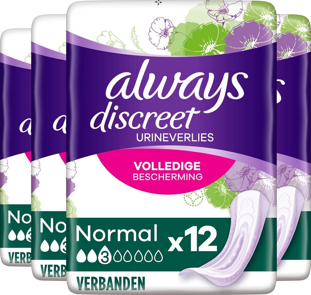 Bol.com Always discreet incontinentieverbanden - maat normaal - 4 x 12 = 48 stuks aanbieding