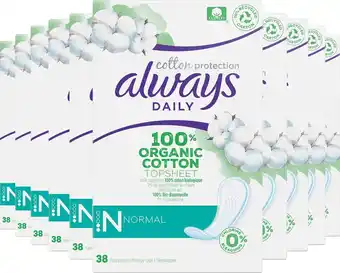 Bol.com Always dailies cotton protection normal - voordeelverpakking 10 x 38 stuks - inlegkruisjes aanbieding