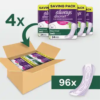 Bol.com Always discreet incontinentieverbanden voor urineverlies - normal - 96 stuks aanbieding