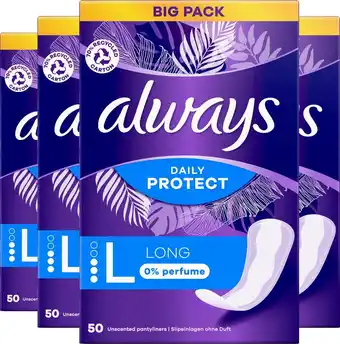 Always daily protect - long - 0% parfum - inlegkruisjes - voordeelverpakking 4 x 50 stuks