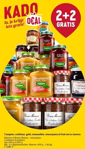 Delhaize Compote, confituur, gelei, mousseline, smeerpasta of fruit om te smeren aanbieding