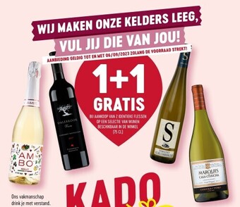 Bij aankoop van 2 identieke flessen op een selectie van wijnen