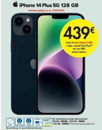 Carrefour Iphone 14 plus 5g 128 gb aanbieding
