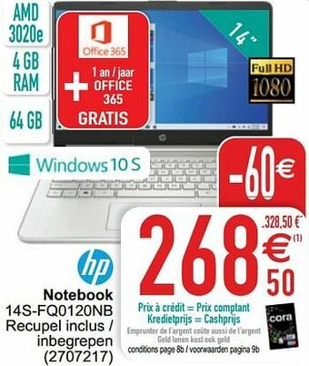 Cora Hp notebook 14s-fq0120nb aanbieding
