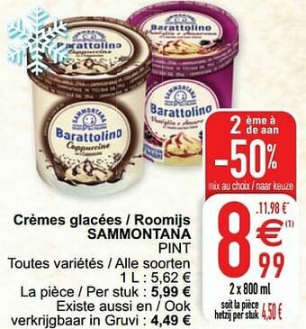 Cora Crèmes glacées - roomijs sammontana pint aanbieding