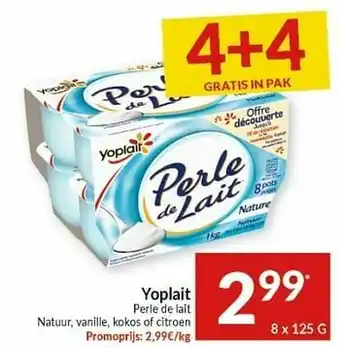 Intermarché Yoplait perle de lait natuur vanille kokos of citroen aanbieding
