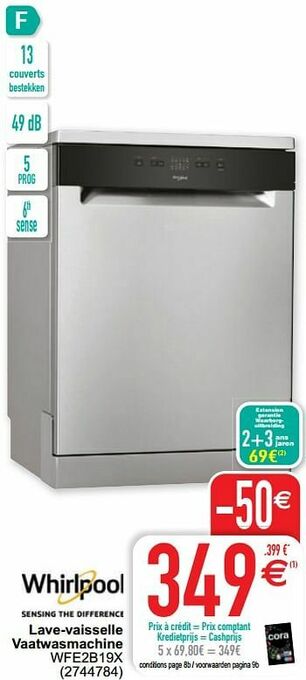 Whirlpool lave-vaisselle vaatwasmachine wfe2b19x
