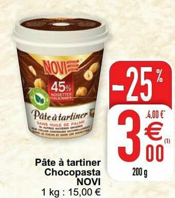 Pâte à tartiner chocopasta novi