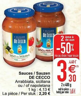 Cora Sauces - sauzen de cecco aanbieding