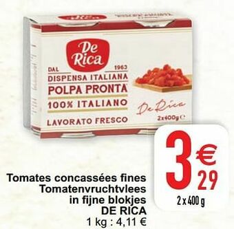 Tomates concassées fines tomatenvruchtvlees in fijne blokjes de rica