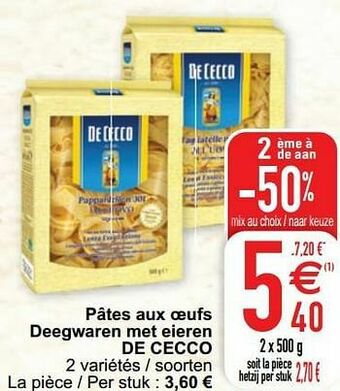 Cora Pâtes aux oeufs deegwaren met eieren de cecco aanbieding