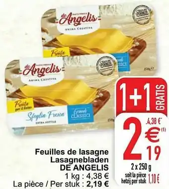 Cora Feuilles de lasagne lasagnebladen de angelis aanbieding