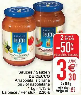 Cora Sauces - sauzen de cecco aanbieding