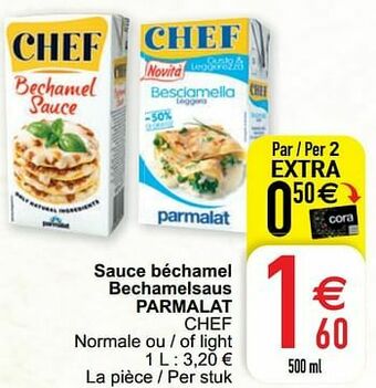 Cora Sauce béchamel bechamelsaus parmalat chef aanbieding