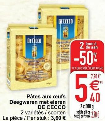 Cora Pâtes aux oeufs deegwaren met eieren de cecco aanbieding