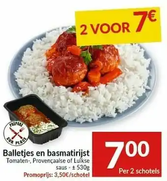 Intermarché Balletjes en basmatirijst aanbieding