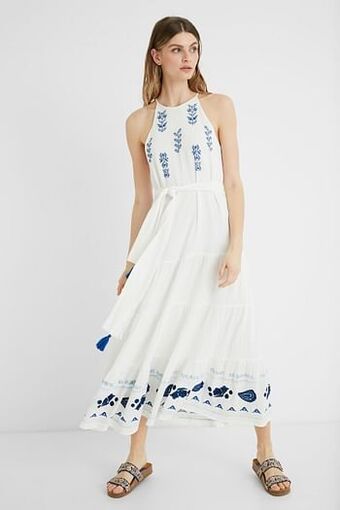 Midi-jurk in haltermodel - WHITE - S