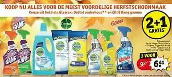 Kruidvat Dettol trigger citrus 500ml + cillit bang trigger vuil + kalk + glassex glas + multi-gebruik trigger aanbieding