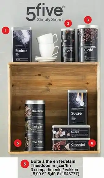 Cora Boîte à thé en fer-étain theedoos in ijzer-tin aanbieding