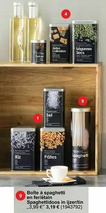 Cora Boîte à spaghetti en fer-étain spaghettidoos in ijzer-tin aanbieding