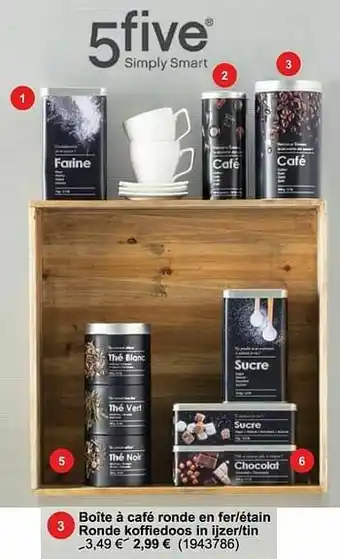 Cora Boîte à café ronde en fer-étain ronde koffiedoos in ijzer-tin aanbieding