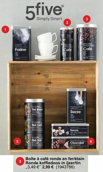 Cora Boîte à café ronde en fer-étain ronde koffiedoos in ijzer-tin aanbieding