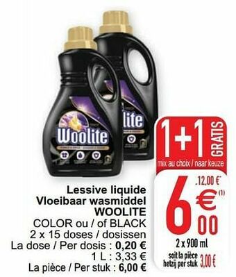 Cora Lessive liquide vloeibaar wasmiddel woolite color ou - of black aanbieding