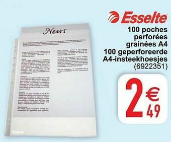Cora 100 poches perforées grainées a4 100 geperforeerde a4-insteekhoesjes aanbieding