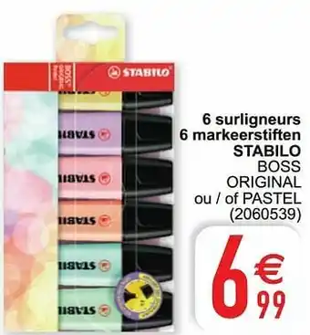 6 surligneurs 6 markeerstiften stabilo boss original ou - of pastel