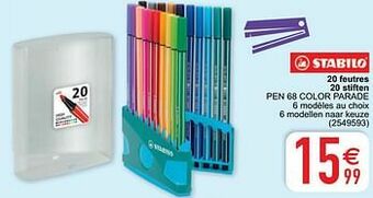 Cora 20 feutres 20 stiften pen 68 color parade aanbieding