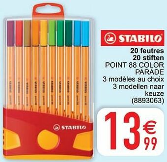 Cora 20 feutres 20 stiften point 88 color parade aanbieding
