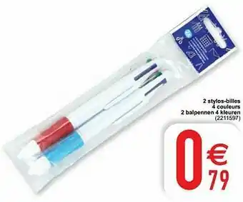 Cora 2 stylos-billes 4 couleurs 2 balpennen 4 kleuren aanbieding
