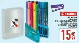 Cora 20 feutres 20 stiften pen 68 color parade aanbieding