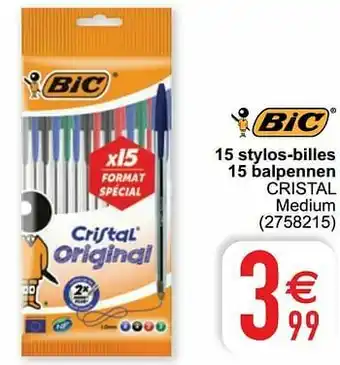 Cora 15 stylos-billes 15 balpennen cristal aanbieding