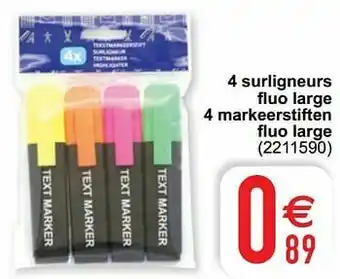 4 surligneurs fluo large 4 markeerstiften fluo large