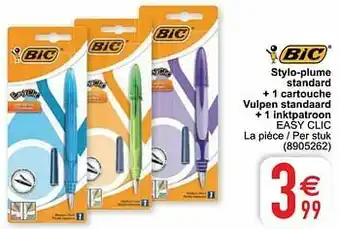 Cora Stylo-plume standard + 1 cartouche vulpen standaard + 1 inktpatroon easy clic aanbieding