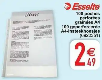 Cora 100 poches perforées grainées a4 100 geperforeerde a4-insteekhoesjes aanbieding
