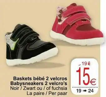 Cora Baskets bébé 2 velcros babysneakers 2 velcro’s aanbieding