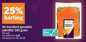 Albert Heijn Ah excellent gerookte zalmfilet aanbieding