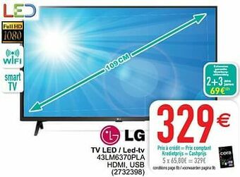 Cora Lg tv led - led-tv 43lm6370pla aanbieding