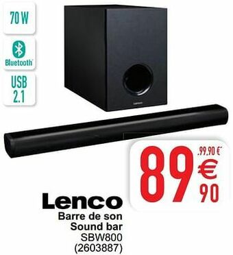 Cora Lenco barre de son sound bar sbw800 aanbieding