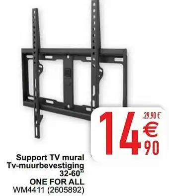 Cora Support tv mural tv-muurbevestiging 32-60`` one for all wm4411 aanbieding