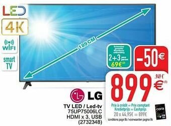 Cora Lg tv led - led-tv 75up75006lc aanbieding