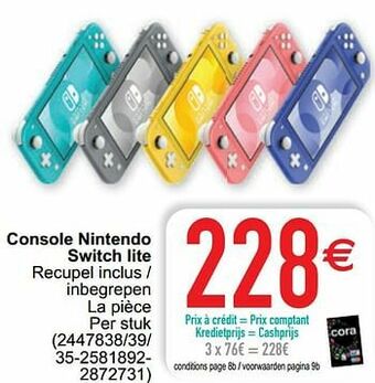 Cora Console nintendo switch lite aanbieding